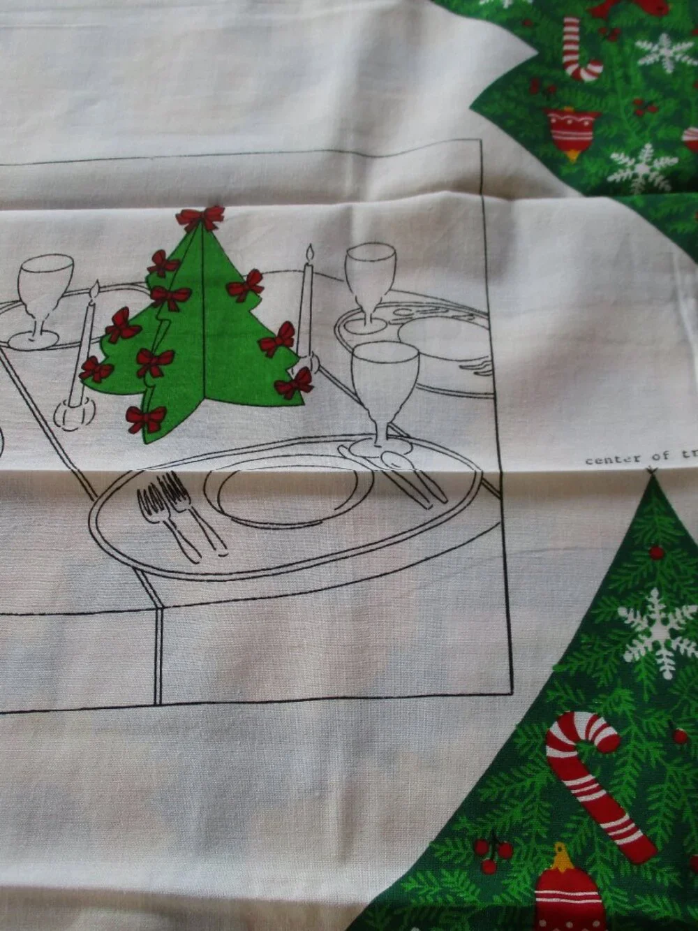 Vintage Fabric Cut Out Christmas Tree Centerpiece